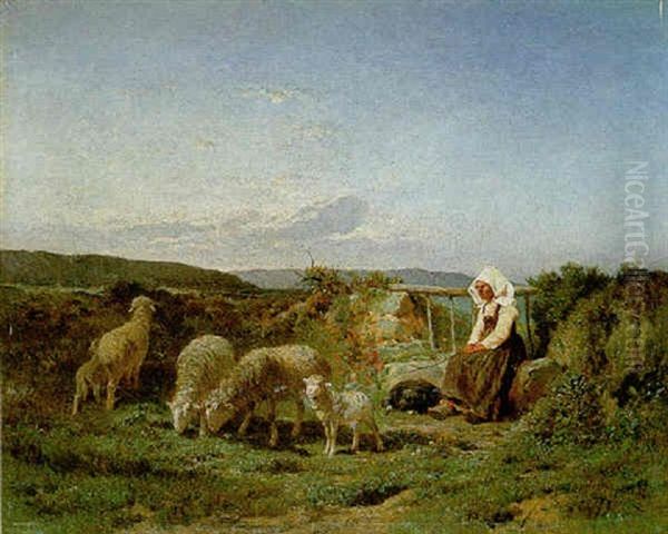 Paturages, La Halte Oil Painting by Felix Saturnin Brissot de Warville