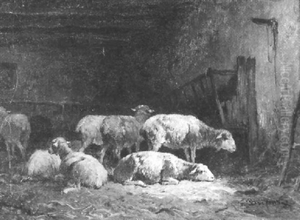 Ruhende Schafe Oil Painting by Felix Saturnin Brissot de Warville