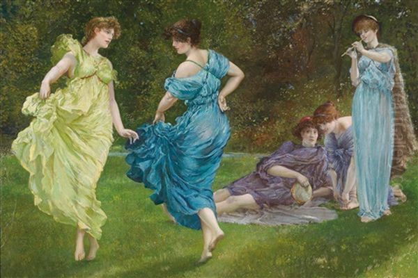 Tanzende Frauen Oil Painting by William Edward Frank Britten