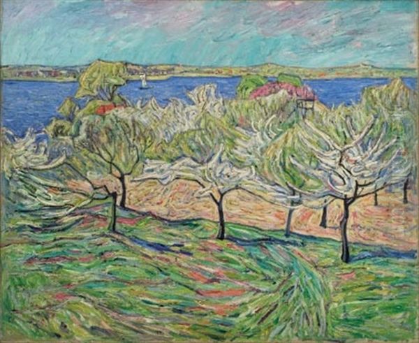 Bluhende Baume (baumblute In Werder) Oil Painting by Theo Von Brockhusen