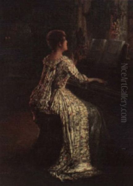 The Organist Oil Painting by Clemens Van Den Broeck