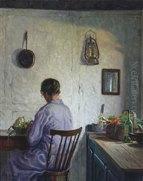 Kokken I Tibirke Oil Painting by Karl Harald Alfred Broge