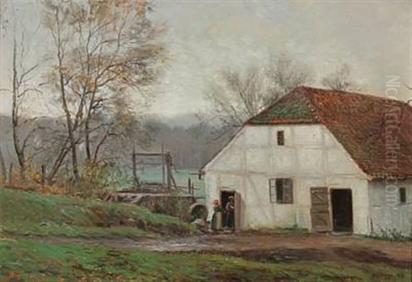Autumn Day At A Country House Oil Painting by Karl Harald Alfred Broge