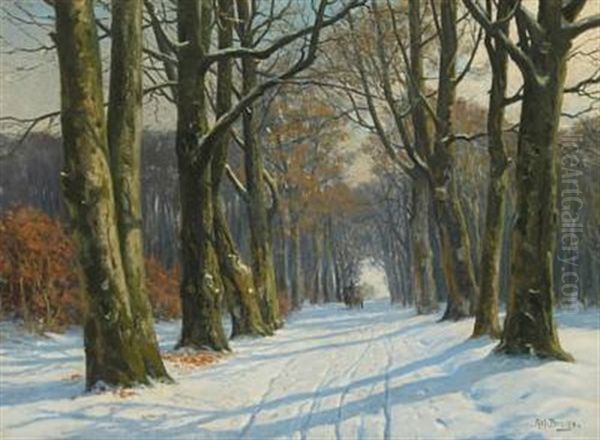 Wintry Forest Oil Painting by Karl Harald Alfred Broge