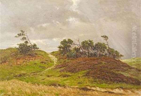 Rain At Hojsandet By Rorvig Oil Painting by Karl Harald Alfred Broge