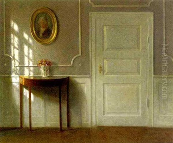 An Interior With A White Door Oil Painting by Karl Harald Alfred Broge