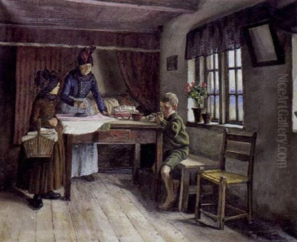 Interior Mes Ung Pige,  Der Laeser En Bog Oil Painting by Karl Harald Alfred Broge