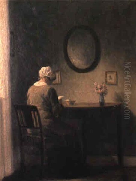 Reading The Letter Oil Painting by Karl Harald Alfred Broge
