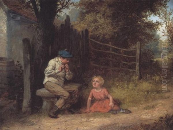 The Penny Whistle Oil Painting by William I Bromley