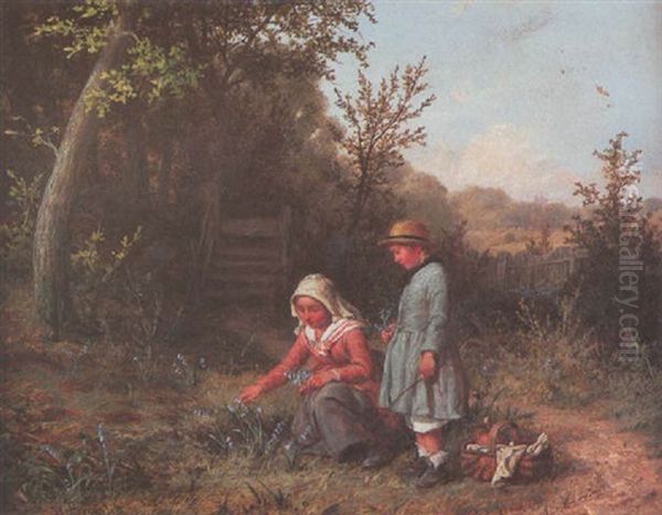 Gathering Blue-bells Oil Painting by William I Bromley