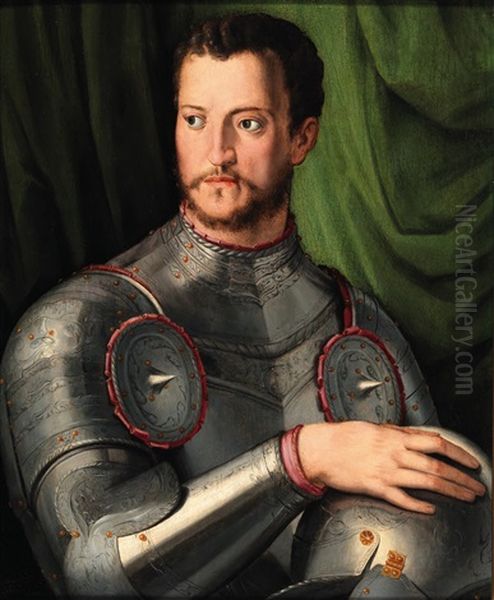 Portrait Of Grand Duke Cosimo I In Armour Oil Painting by Agnolo Bronzino