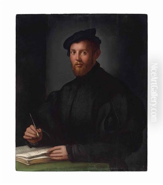 Portrait Of A Young Man With A Book Oil Painting by Agnolo Bronzino