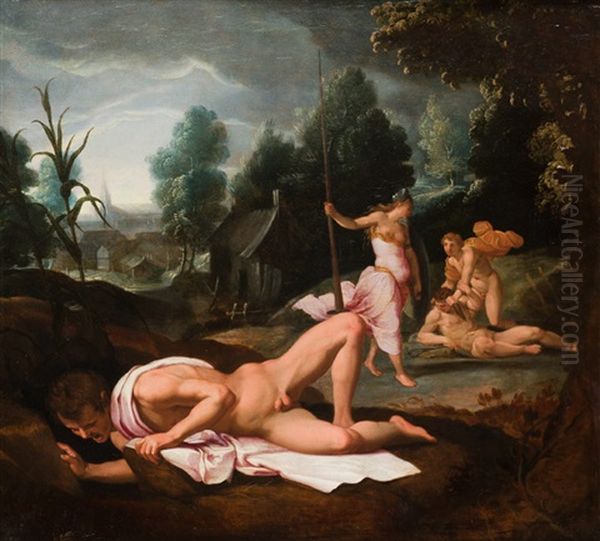 La Competicion De Apolo Y Marsias Y El Juicio De Midas (dos) Oil Painting by Agnolo Bronzino