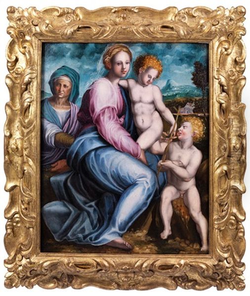 Anna Selbdritt Mit Dem Johannesknaben Oil Painting by Agnolo Bronzino