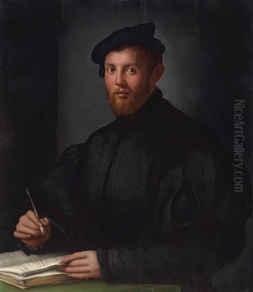 Portrait Of A Young Man With A Book Oil Painting by Agnolo Bronzino