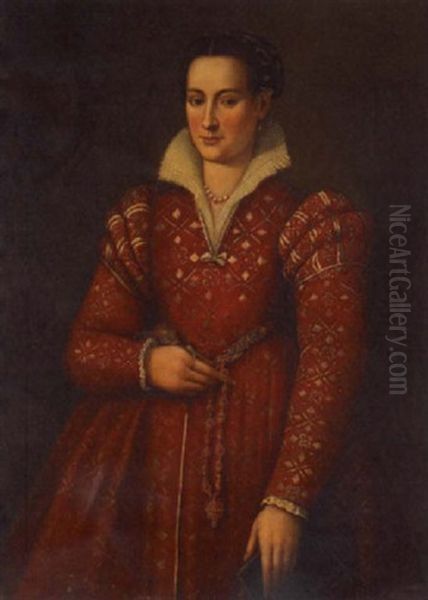 A Portrait Of Elenora De Toledo Oil Painting by Agnolo Bronzino