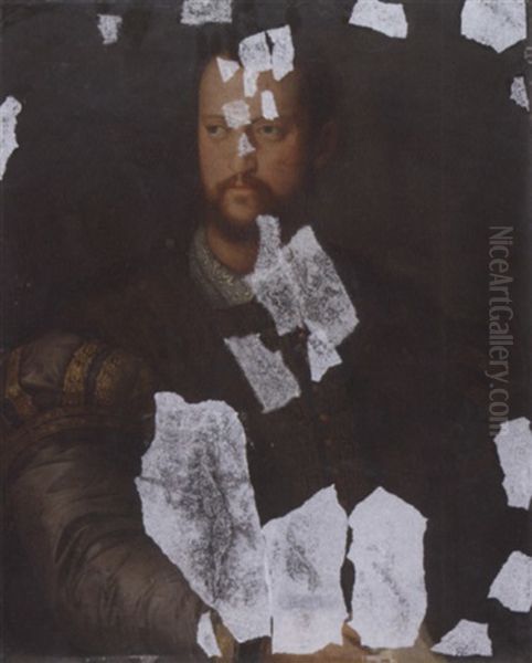Portrait Of Cosimo I De' Medici In An Embroidered Doublet With Fur Wrap Oil Painting by Agnolo Bronzino