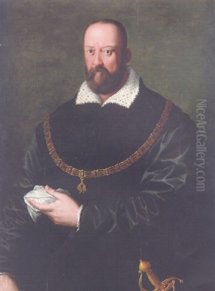 Portrait Of Cosimo De Medici I Wearing The Order Of The Golden Fleece Oil Painting by Agnolo Bronzino