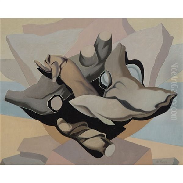 Space And Time, 1953 Oil Painting by Bertram Richard Brooker