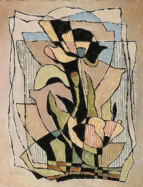 Black And Stripes Oil Painting by Bertram Richard Brooker