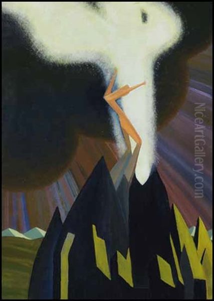 The Finite Wrestling With The Infinite No. 1 Oil Painting by Bertram Richard Brooker