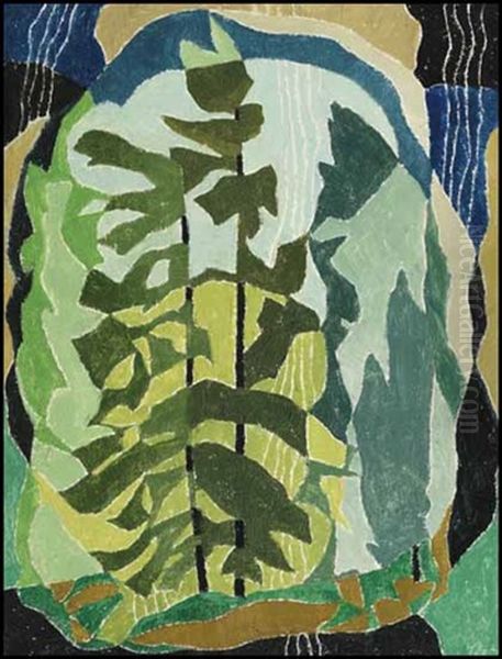 Abstract (+ Trees, Verso) Oil Painting by Bertram Richard Brooker