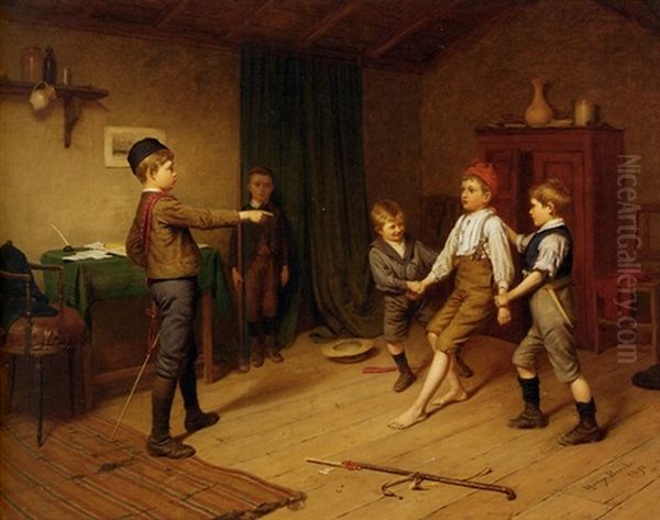 Kangaroo Court Oil Painting by Harry Brooker