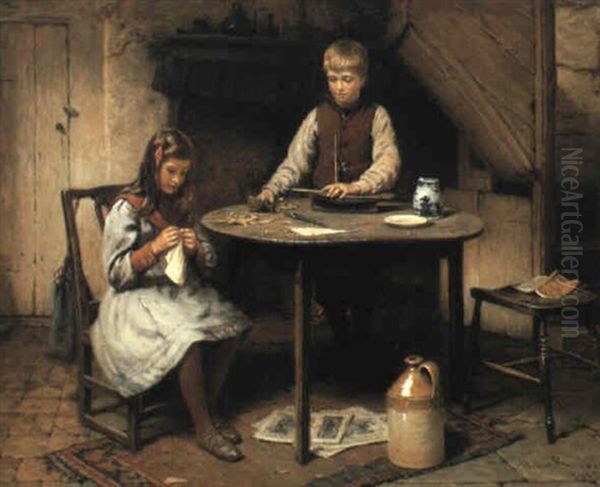 The Boat Builders Oil Painting by Harry Brooker