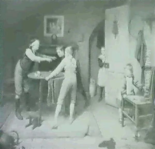 Blind Mans Bluff Oil Painting by Harry Brooker