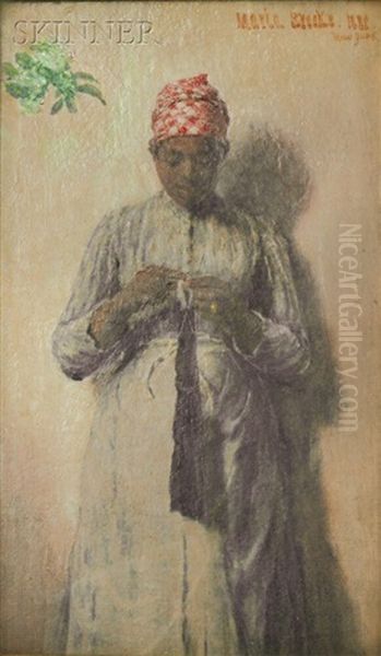 Portrait Of A Woman Knitting Oil Painting by Maria Matilda Brooks
