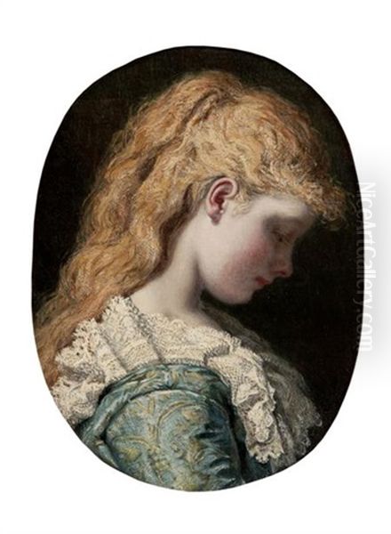 Profile Of A Girl Oil Painting by Maria Matilda Brooks