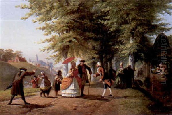 The Introduction Oil Painting by Jean Jacques Zuidema Broos