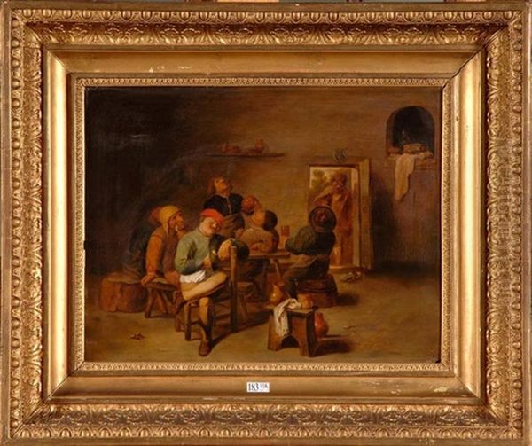 Interieur D'auberge Anime Oil Painting by Adriaen Brouwer