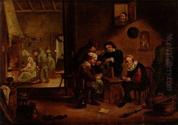 Kroginterior Med Kortspelare Oil Painting by Adriaen Brouwer