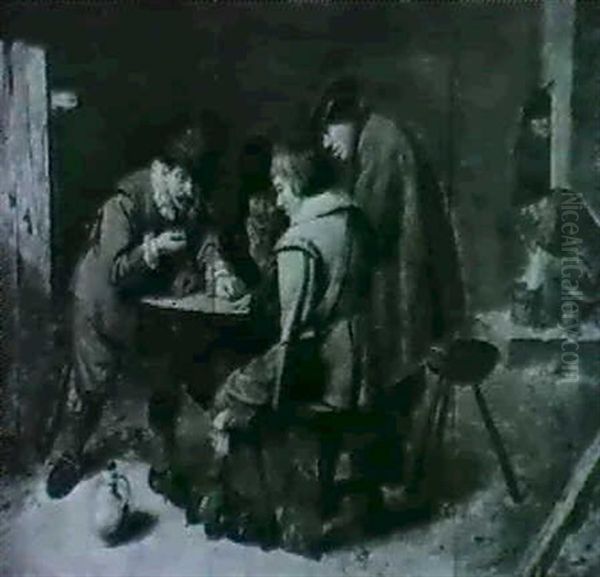 Soldiers Gambling In A Tavern Oil Painting by Adriaen Brouwer