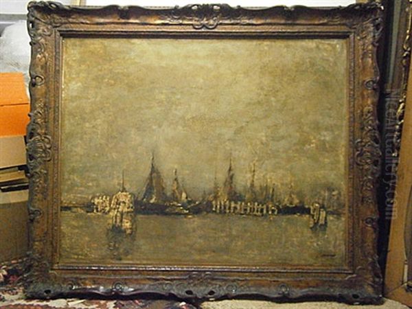 Zeilbootjes In De Haven Oil Painting by Jules Brouwers