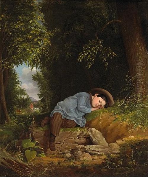 A Pensive Moment Oil Painting by Albertus (Del Orient) Browere