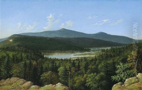 Twin Lakes And Catskill Mountain House Oil Painting by Albertus (Del Orient) Browere