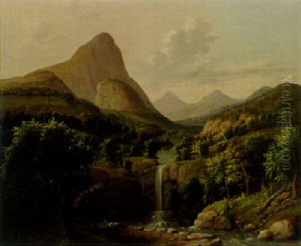 Mountain And Falls: California Oil Painting by Albertus (Del Orient) Browere
