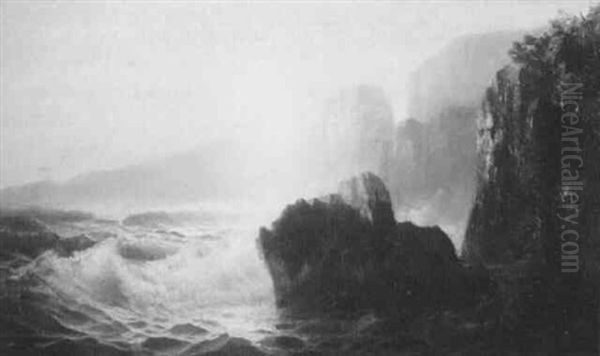 Cliffs By The Sea Oil Painting by Harrison Bird Brown