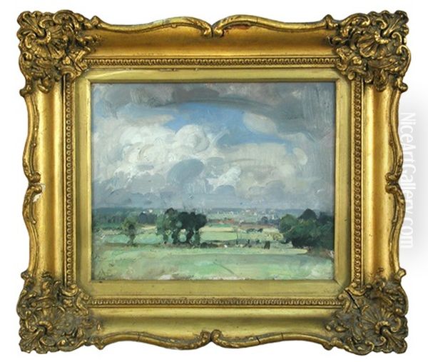 An East Anglian Landscape Oil Painting by Sir John Alfred Arnesby Brown