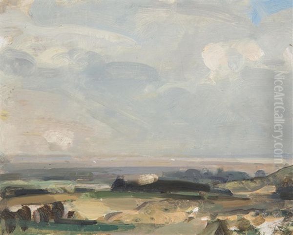 Marshes From Blakeney Towards Wells Oil Painting by Sir John Alfred Arnesby Brown