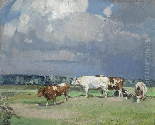 Sunlit Cattle, Haddiscoe Oil Painting by Sir John Alfred Arnesby Brown
