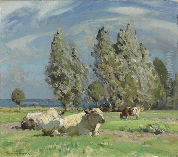 Cattle Resting Oil Painting by Sir John Alfred Arnesby Brown