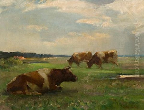 Halvergate Marshes Oil Painting by Sir John Alfred Arnesby Brown