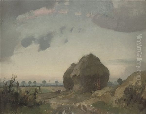Haystacks Oil Painting by Sir John Alfred Arnesby Brown