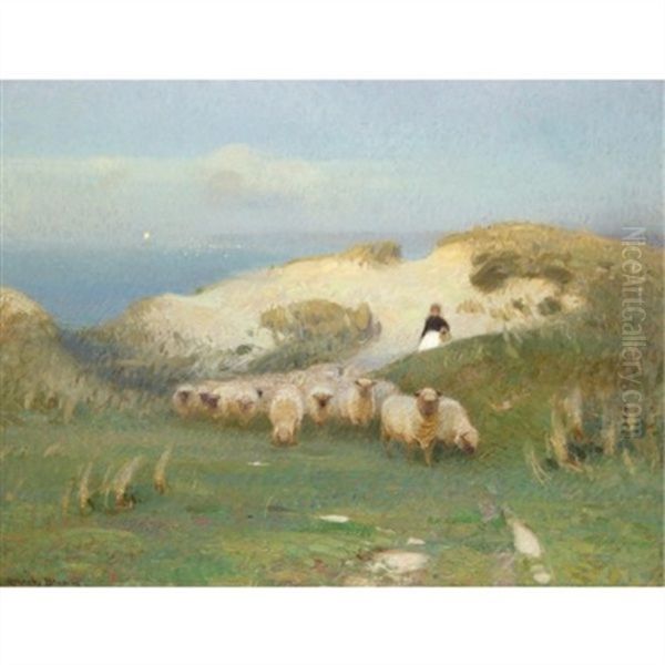 On The Dunes Near St. Ives Oil Painting by Sir John Alfred Arnesby Brown