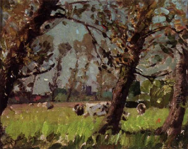 Landscape With Cattle Oil Painting by Sir John Alfred Arnesby Brown