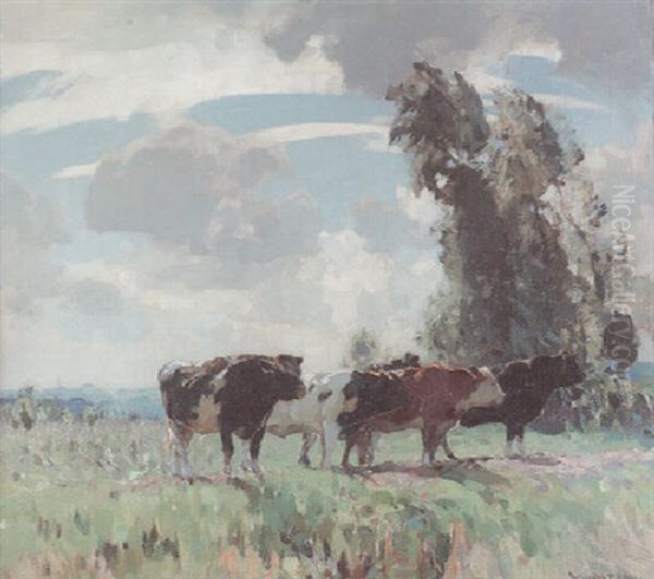 A Summer Afternoon Oil Painting by Sir John Alfred Arnesby Brown