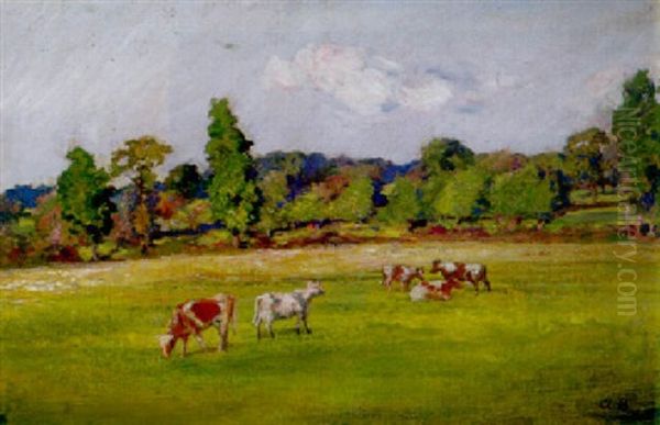 Cattle Grazing Oil Painting by Sir John Alfred Arnesby Brown